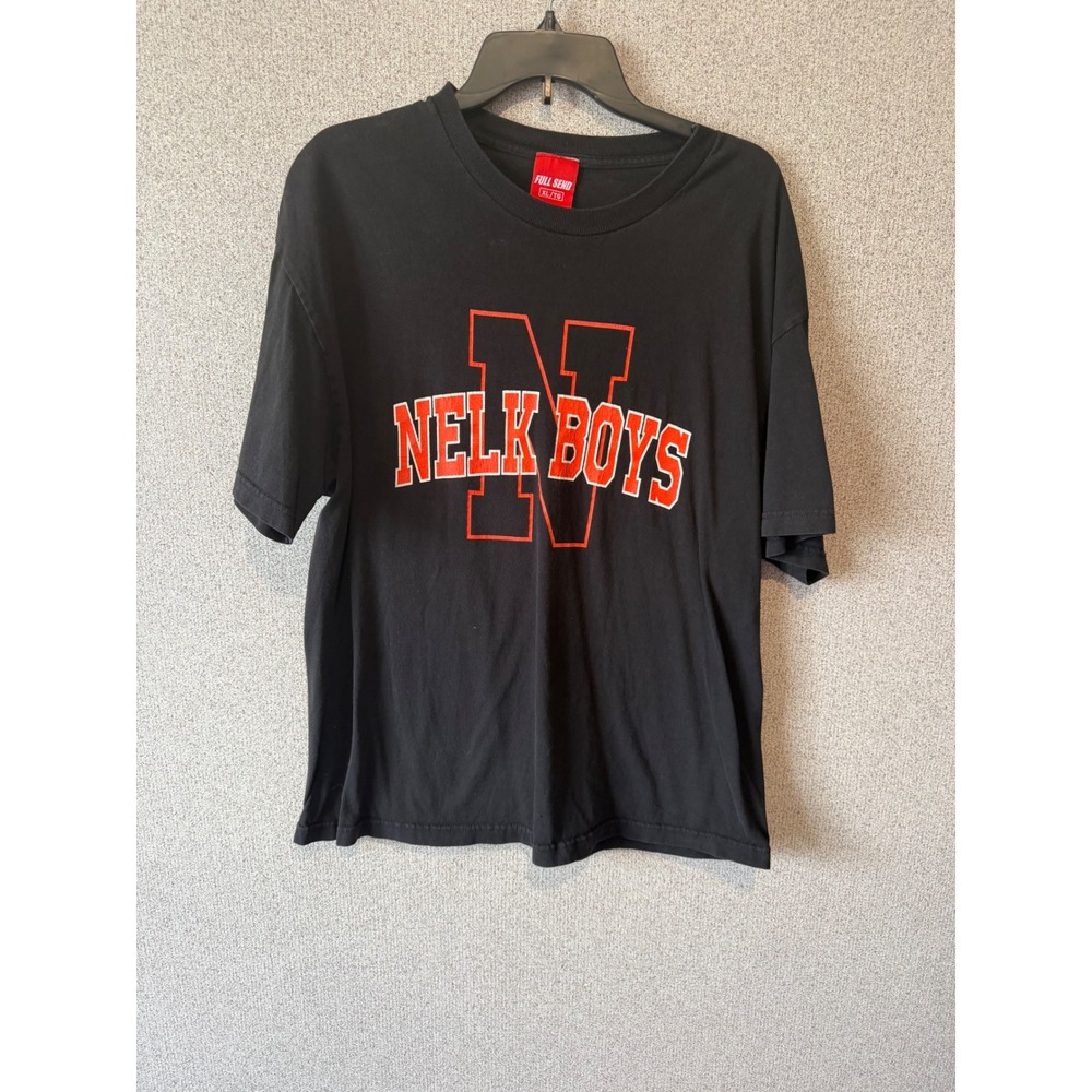 Full Send Nelk Boys‎ Graphic T-Shirt Mens XL Black Orange Collegiate Logo Tee